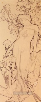  Czech Art Painting - Iris Czech Art Nouveau distinct Alphonse Mucha